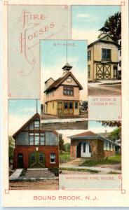 BOIUND BROOK, NJ New Jersey   FIRE HOUSES MULTIVIEW   c1910s     Postcard