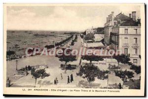 Old Postcard Arcachon Cote d'Argent La Place Thiers and the Boulevard Promenade