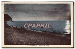 Old Postcard Criel Beach Sunset
