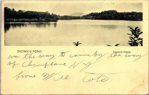 Brown's Pond Postmarked Winchendon MA Undivided Back c1906 Vintage Postcard V66