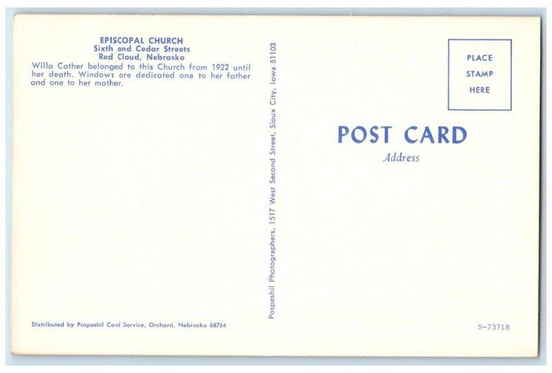 c1950's Episcopal Church, Sixth and Cedar Streets Red Cloud Nebraska NE Postcard