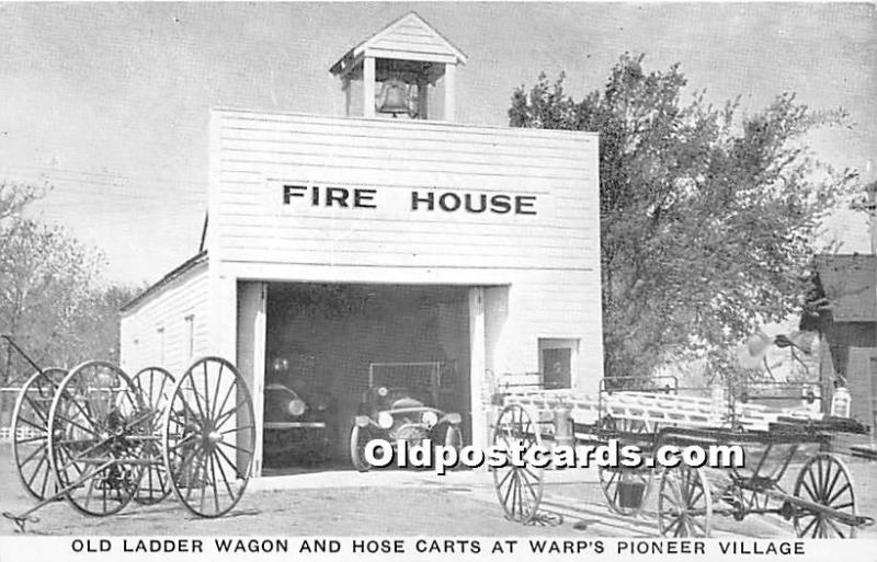 Old Ladder Wagon and Hose Carts at Warp's Pioneer Village, Fire House Minden,...