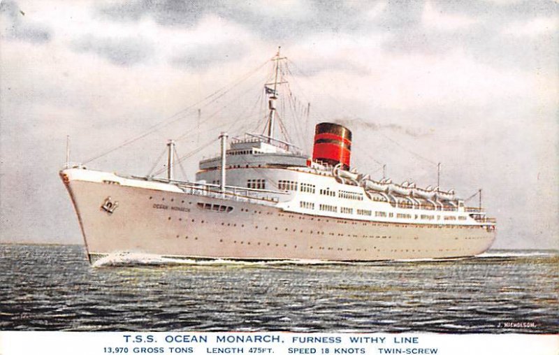 TSS Ocean Monarch Furness Line Ship Unused 