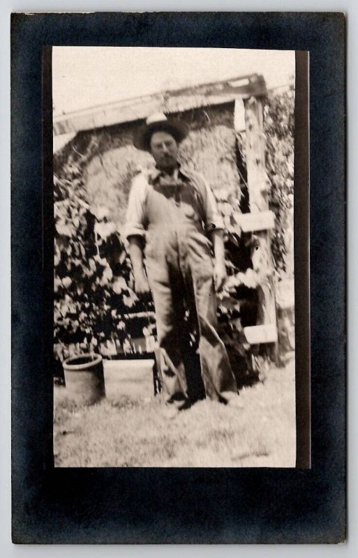 RPPC Farmer Posing For Photo Postcard V25