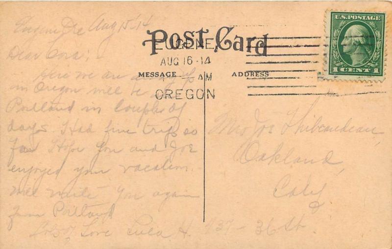 1914 Postmark On Dormatory & McClure Hall, University Of Oregon, Eugene Postcard