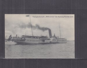 GERMANY, HAMBURG AMERIKA LINE   PD WILLKOMMEN , c1910 ppc., unused.
