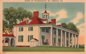 Vintage Postcard 1941 Home Of Washington Shore Of Potomac Mount Vernon Virginia