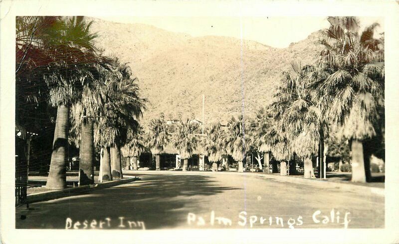 Desert Inn Palm Springs California roadside 1940s Postcard RPPC Real Photo 7694