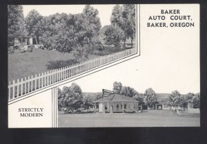 BAKER OREGON AUTO COURT MOTEL VINTAGE ADVERTISING POSTCARD