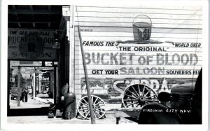 RPPC VIRGINIA CITY , NV Nevada   Famous BUCKET of BLOOD SALOON c1940s  Postcard