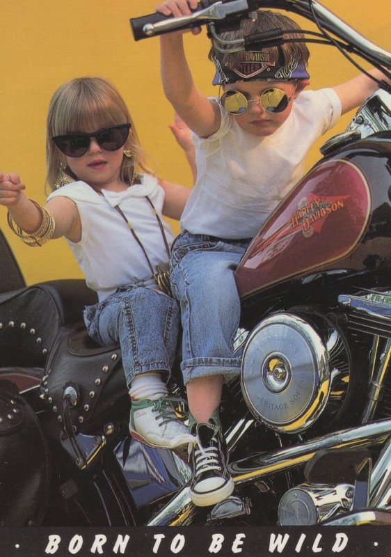 Born To Be Wild Children as Motorbiker Hells Angels Postcard