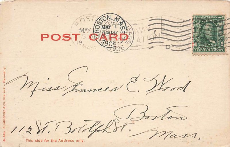 Postcard Lake In Forest Park Springfield MA UDB 1906 Postmark 