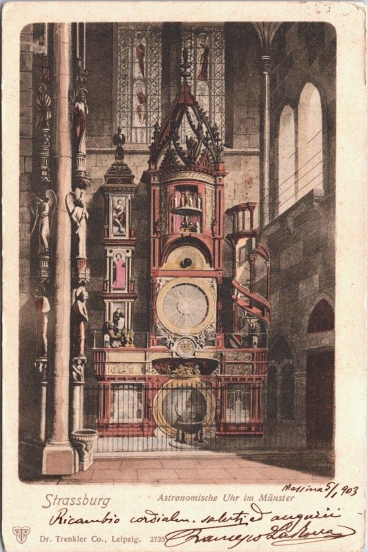 France Strasbourg Astronomische Uhr im Münster Vintage Postcard 02.97