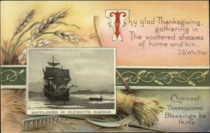 Thanksgiving - Winsch Beautiful Border c1910 Postcard Mayflower Wheat