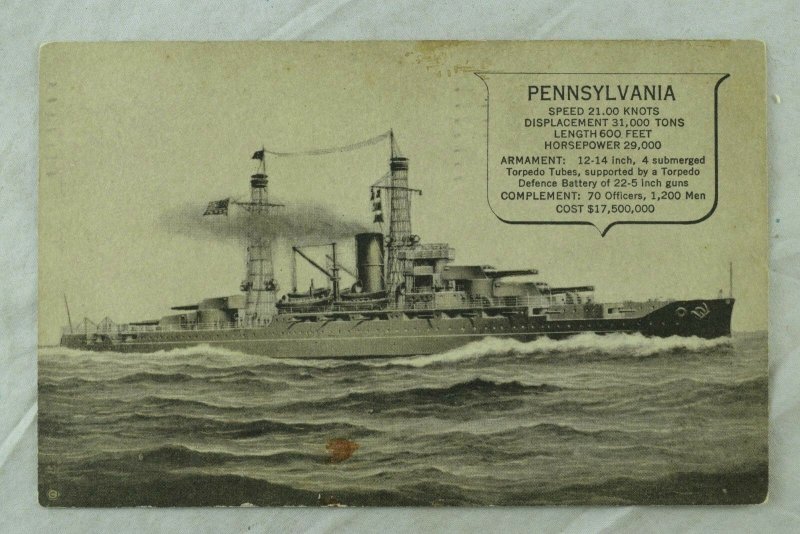 C.1910-15 U.S.S Pennsylvania Postcard F71
