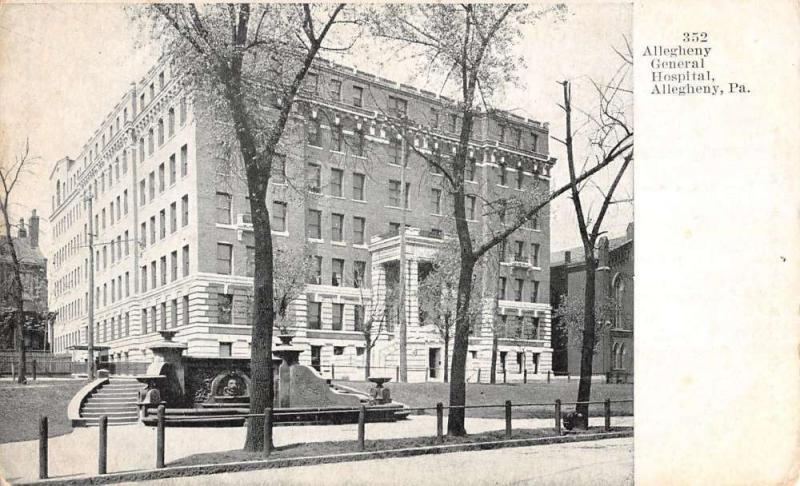 Allegheny Pennsylvania General Hospital Street View Antique Postcard K28085