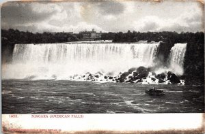 American Falls Niagra Falls Canada Scenic Overlook Tour Boat UDB Postcard 