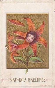 Flower Faces Birthday Greetings 1910