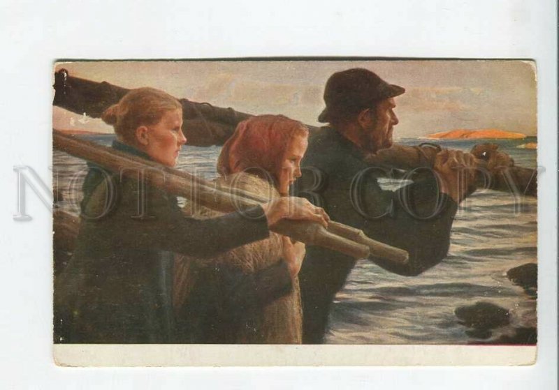 3185638 FINLAND Fishermen by EDELFELT Vintage colorful PC