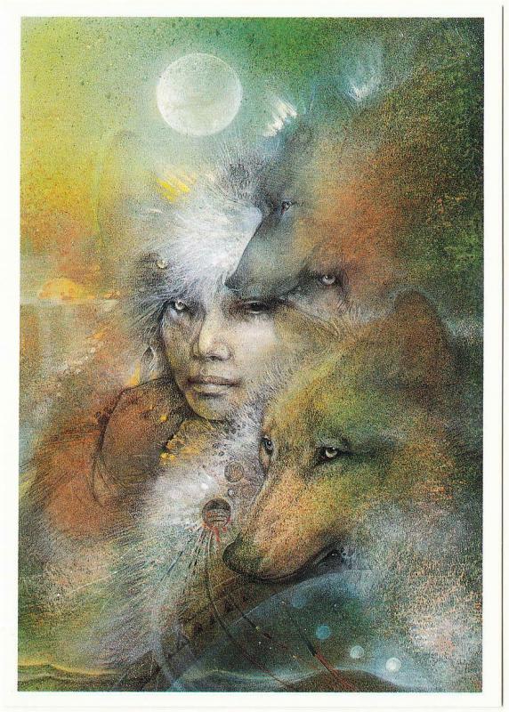 In the Company of Wolves by Susan Seddon Boulet Visionary Wolf Art Postcard