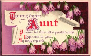 Vintage Postcard 1910's To My Dear Aunt Deepest Regard Letter To A Relative