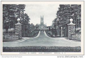 North Carolina Durham Entrance To Campus Duke University Albertype