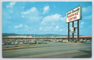 York County Shopping Center~Pennsylvania~Distant Parkinglot~Plastichrome~Vintage
