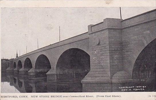 Connecticut Hartford New Stone Bridge Over Connecticut River 1908