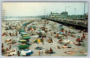 Bathing Beach And Boardwalk View, Ocean City, New Jersey, Vintage 1960 Postcard