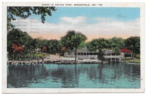 Scene in Doling Park, Springfield, Missouri Postcard, Mailed 1945, Scott 804