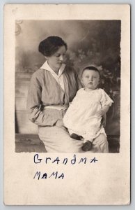 RPPC Lovely Edwardian Mother With Baby Denison Iowa Real Photo Postcard L25