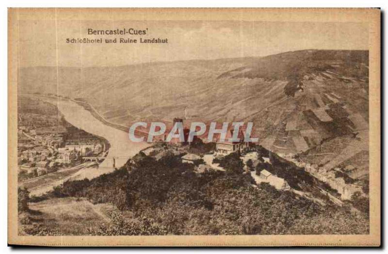 Old Postcard Berncastel Cues Ruin Schosshotel und Landshut