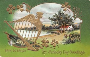 ST. PATRICK'S DAY HOLIDAY IRELAND LAKE VIEW EMBOSSED POSTCARD 1911 201