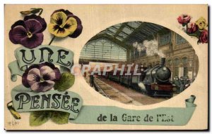 Old Postcard A Thought From Gare De L'Est Paris Train