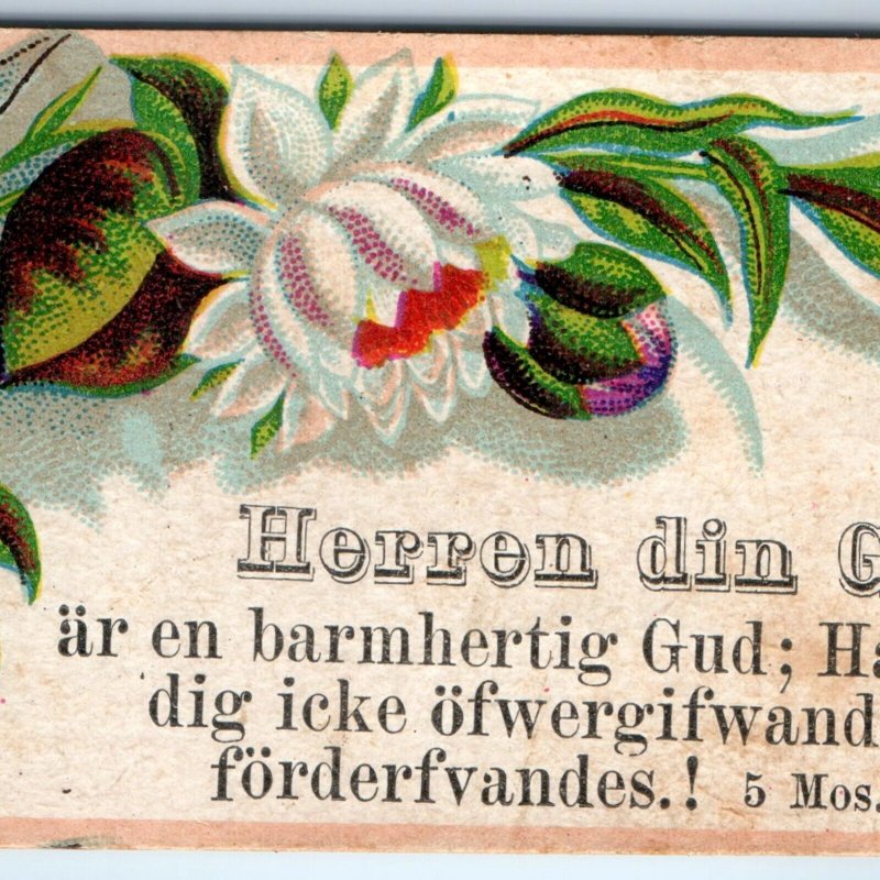 c1880s Deut 4:31 Swedish Bible Quote Christian Trade Card Religious Lord God C49