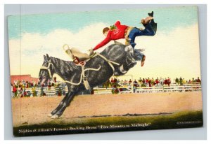 Vintage 1930's Postcard Nesbitt Elliott's Bucking Bronco 5 Minutes to Midnight