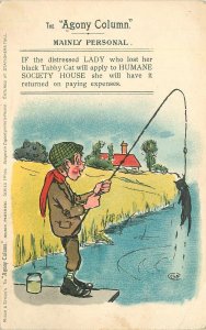 Postcard 1908 Agony Column Dead Cat Fishing Comic humor 23-2948