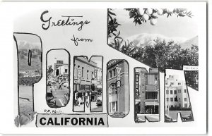 POMONA California RPPC Large Letter Greetings Los Angeles 1940s Vintage Postcard