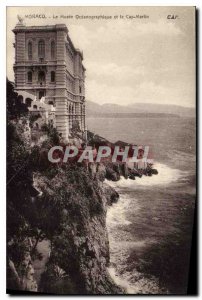 Old Postcard Monaco Oceanographic Museum and the Cap Martin