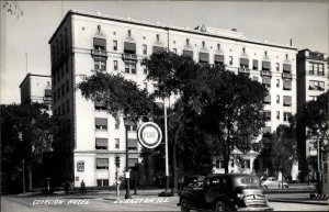 Evanston Illinois IL Georgian Hotel PURE Gas Sign Real Photo Postcard