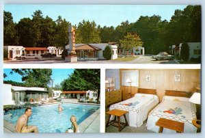 1960 Ocean City Maryland Postcard Alamo Court Route 50 Box 95 Multiview Unposted