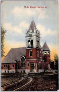 1908 M.E. United Methodist Church Hartley Iowa IA Parish Posted Postcard