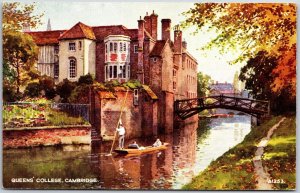 Queens' College Cambridge England River Cam Mathematical Bridge Postcard