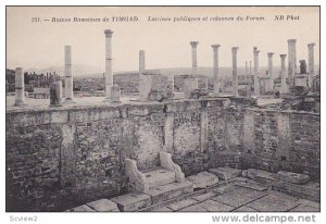 Latrines Publiques Et Colonnes Du Forum, Ruines Romaines de Timgad, Algeria, ...