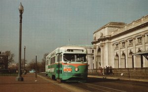 Vintage Postcard Transit 1487 Colorful Street Car Railroad Station Washington DC