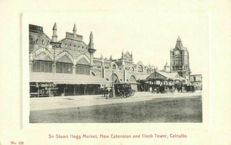 india, CALCUTTA KOLKATA, Sir Stuart Hogg Market, Clock Tower (1910s) Postcard