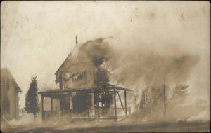 Burning Building Fire Crescent Beach CT Cancel 1908 Real Photo Postcard