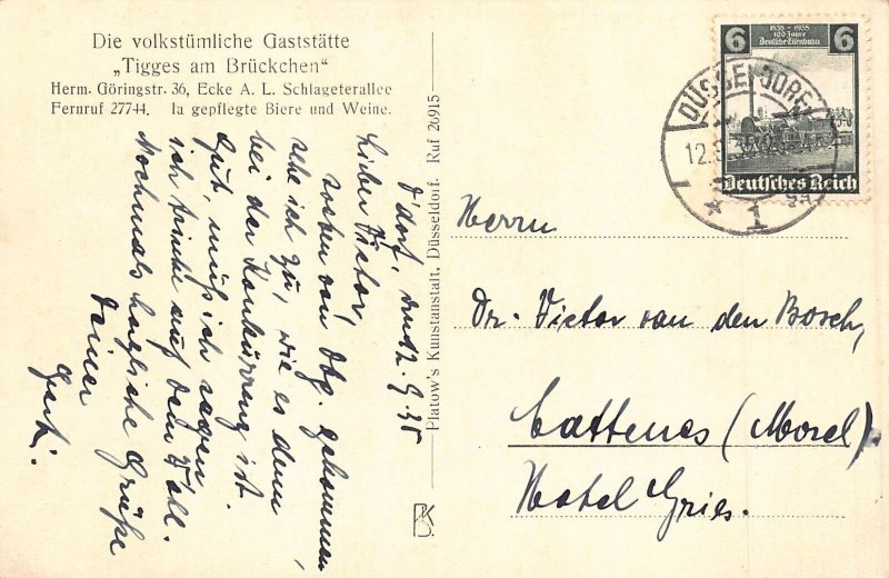 L410 Germany 1935 restaurant Tigges am Brueckchen vintage postcard