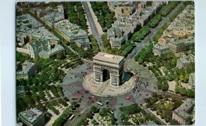 Vintage Aerial View Postcard L'Arc de Triomphe City View Paris, France