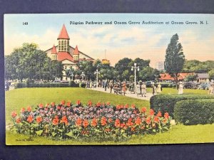 Vintage Postcard 1940's Pilgrim Pathway & Ocean Grove Auditorium Ocean Grove NJ 
